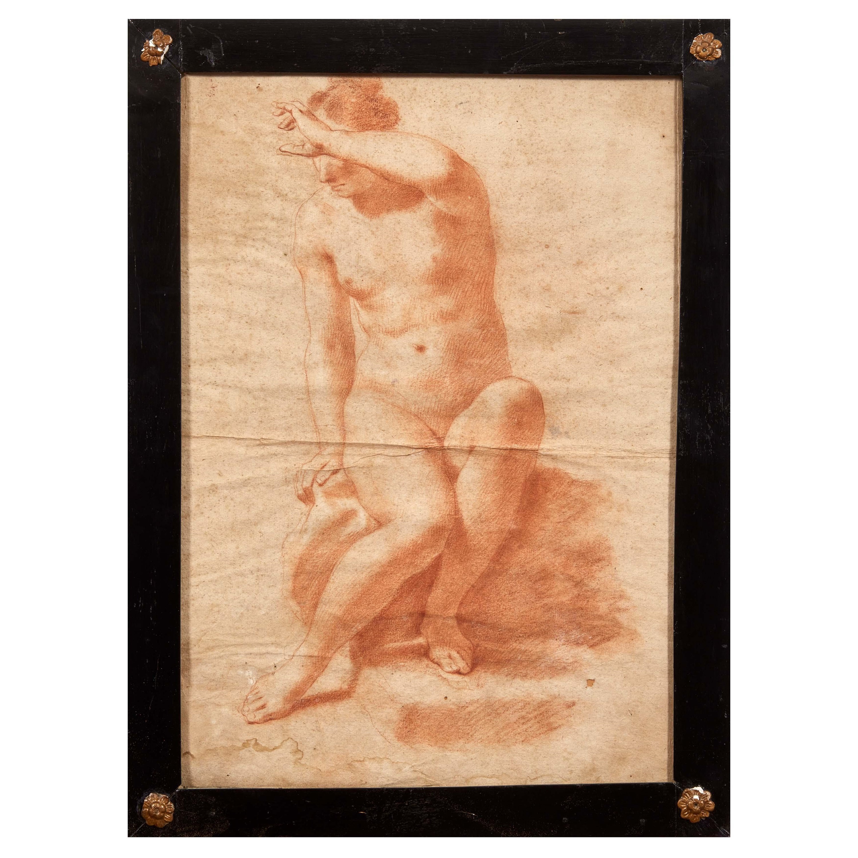 Johann Elias Ridinger, Figura maschile distesa e figura femminile che si copre il volto