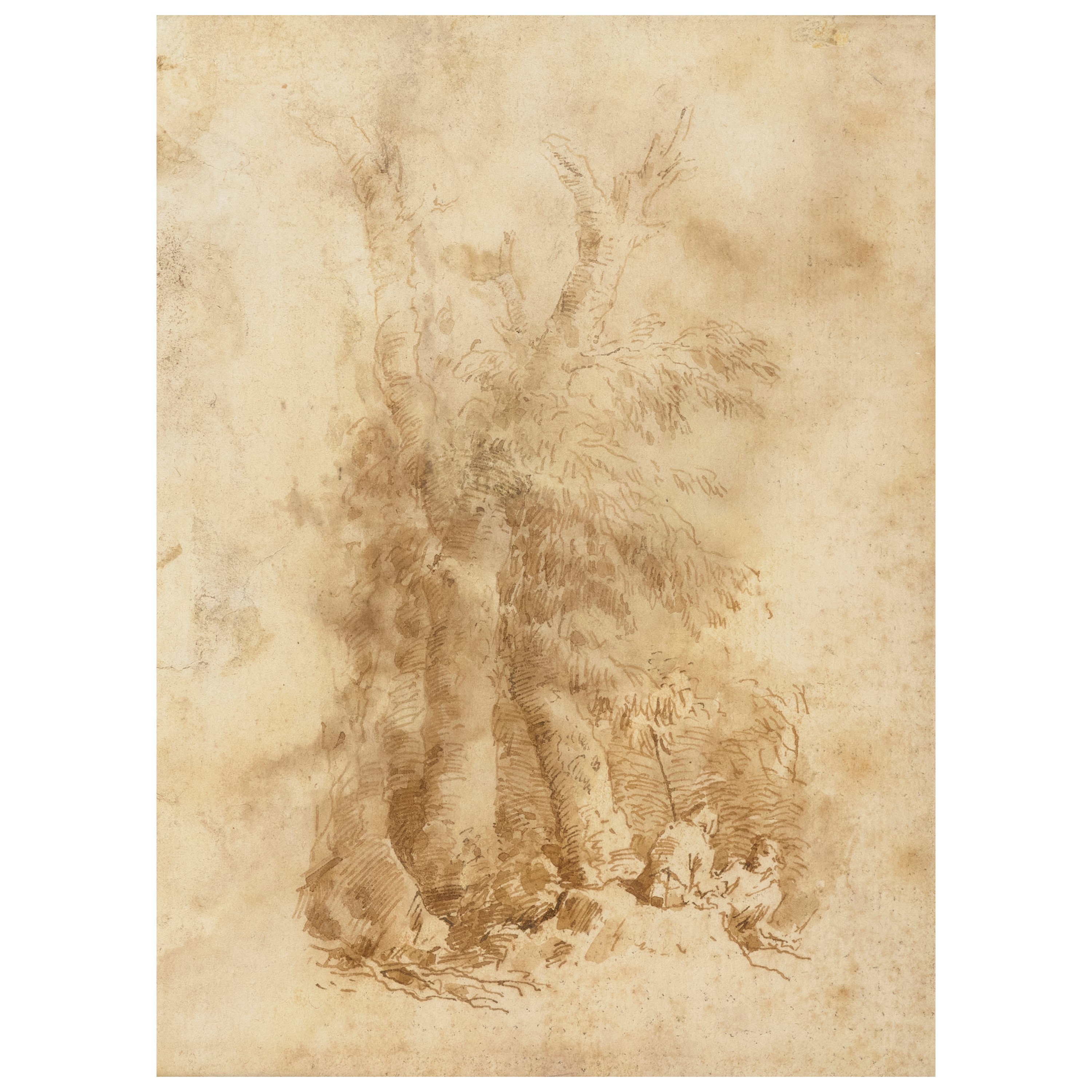 Salvator Rosa, Studi di alberi con figure (coppia di disegni)