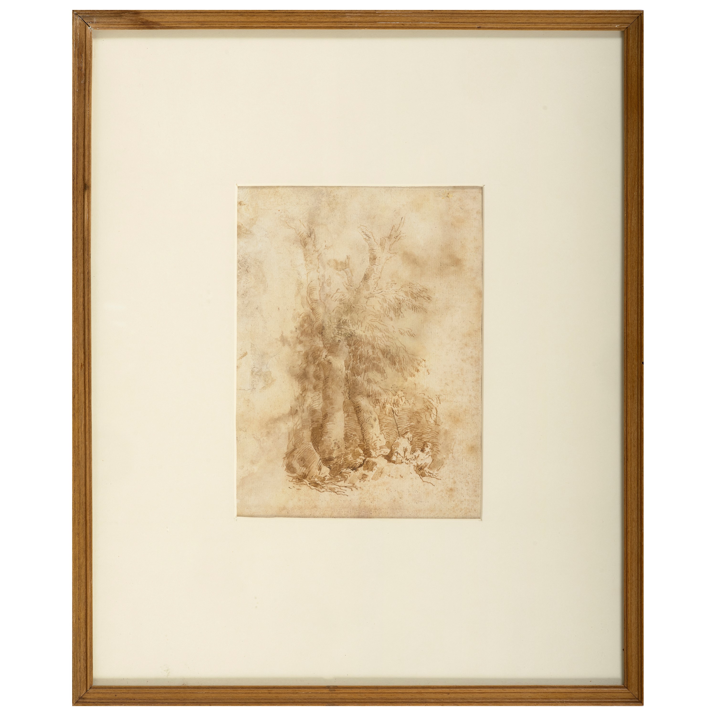 Salvator Rosa, Studi di alberi con figure (coppia di disegni)