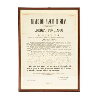 Cinque manifesti e avvisi, sec. XIX, su carta, dimensioni variabili