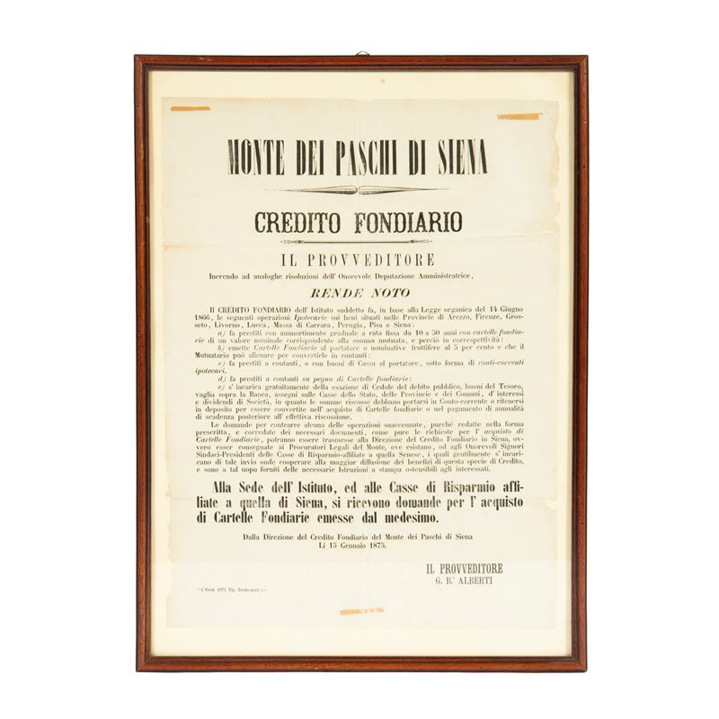 Cinque manifesti e avvisi, sec. XIX, su carta, dimensioni variabili