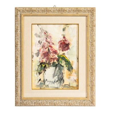 Sergio Scatizzi, Vaso di fiori, olio su carta