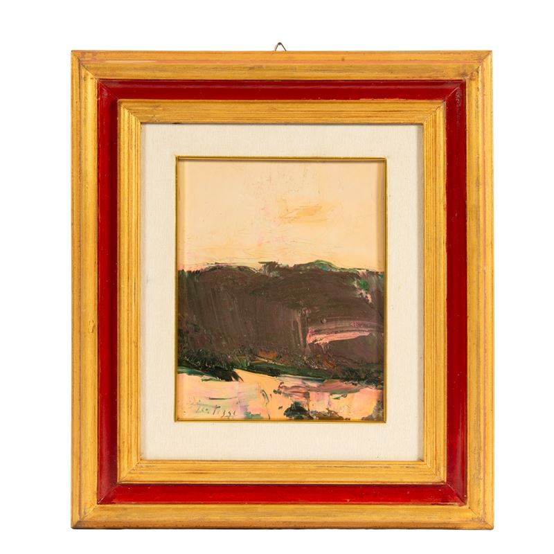 Sergio Scatizzi, Paesaggio, olio su cartone