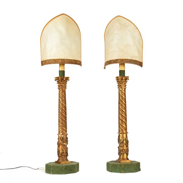 



Coppia di lumi da tavolo, sec. XIX