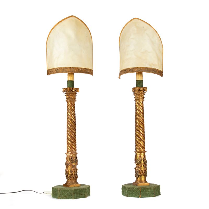 Coppia di lumi da tavolo, sec. XIX