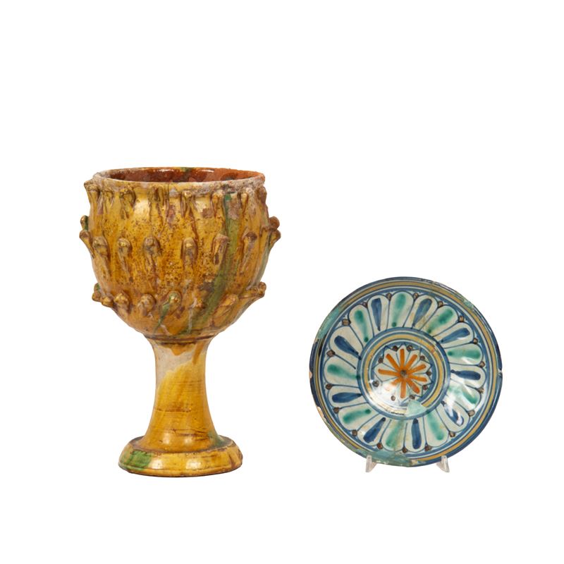 Vaso e piatto, sec. XIX