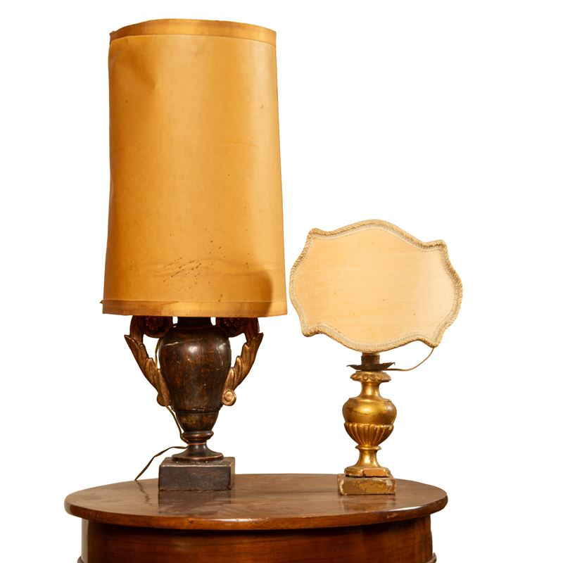 Perettoni, legno laccato e dorato, sec. XVIII, altezza 19, 30 e 31 cm