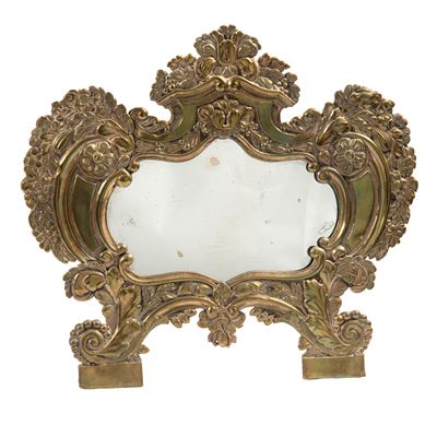 Cartagloria, sec. XIX, in legno e ottone sagomato e cesellato