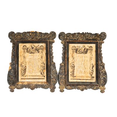 Cornici in legno con lamina in ottone, sec. XIX