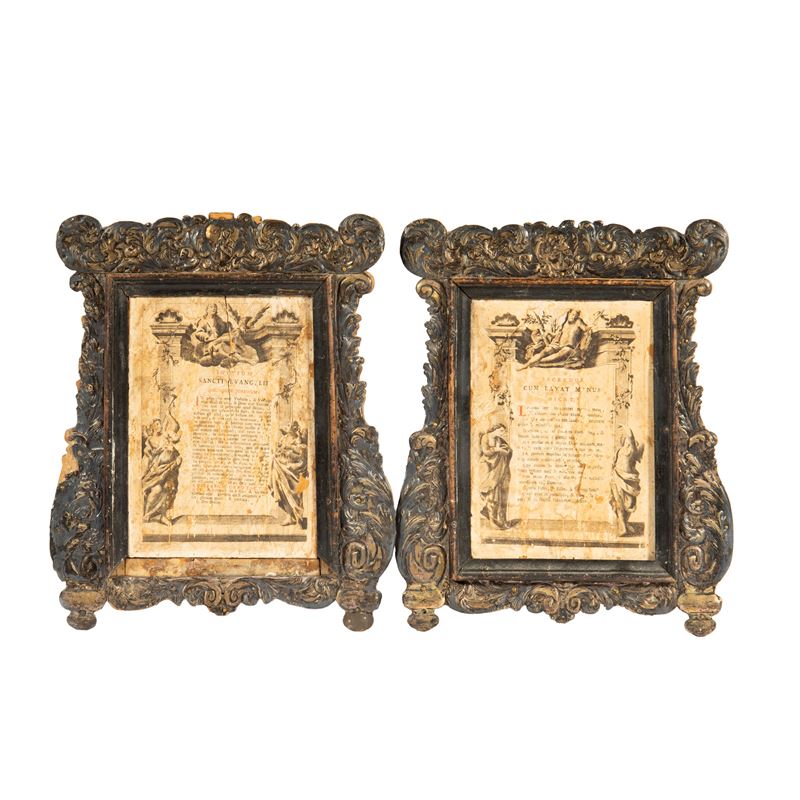 Cornici in legno con lamina in ottone, sec. XIX