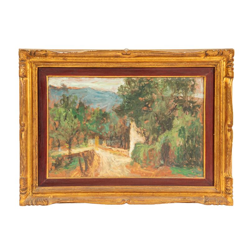 Osman Lorenzo De Scolari, Paesaggi, due dipinti ad olio su masonite