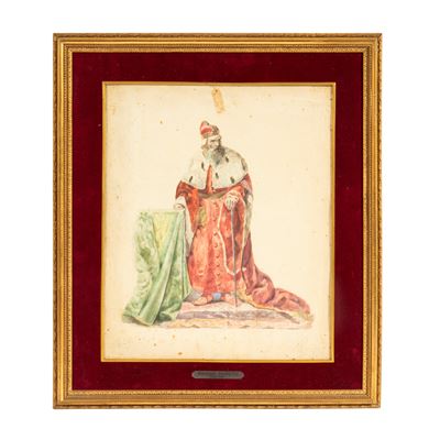 Giacomo Favretto, Cardinale - Acquerello su carta