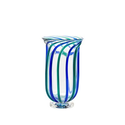 Archimede Seguso, Vaso in vetro incolore con coste blu e verdi