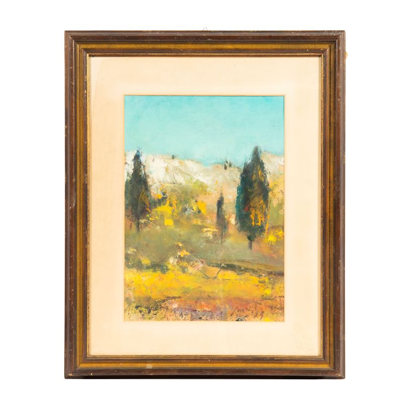 Sergio Scatizzi, Paesaggio, olio su cartone