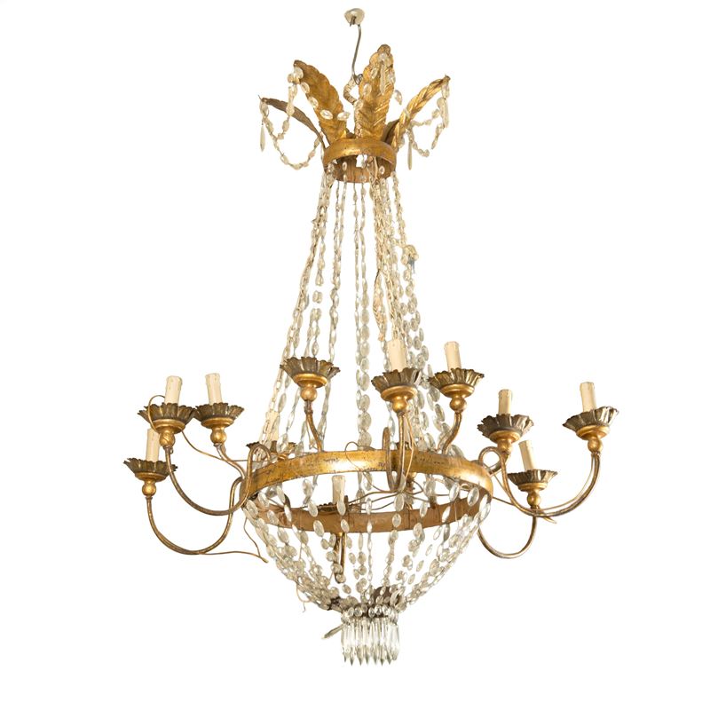 Lampadario a paniera, inizi sec. XX