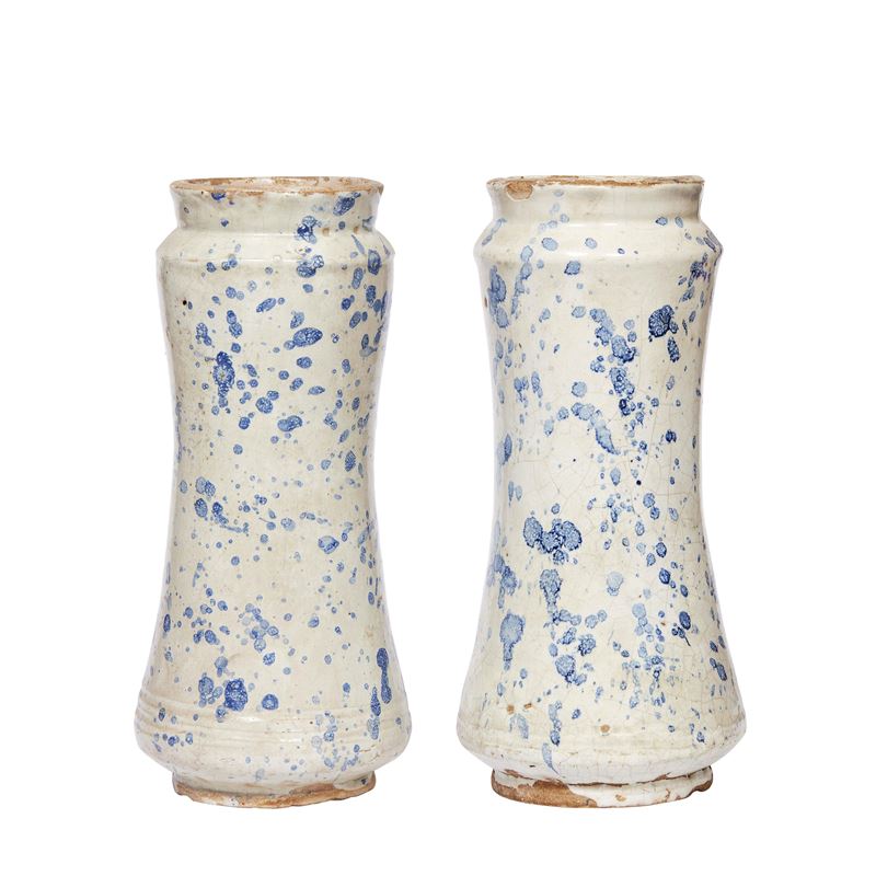 Albarelli, Catalogna, maiolica dipinta, sec. XVII