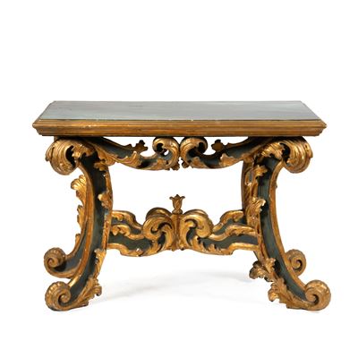 Console, legno laccato e intagliato, sec. XVIII