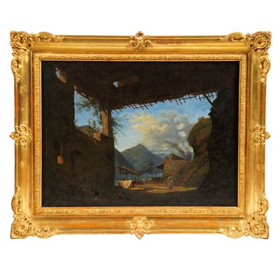 Scuola italiana, Paesaggio, olio su tela