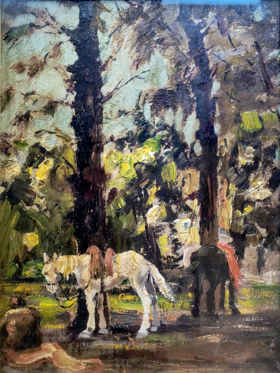 Scuola italiana, Vaso di fiori - olio su tavola cm 50x35; Vicolo - disegno su carta cm 38x30; Cav...