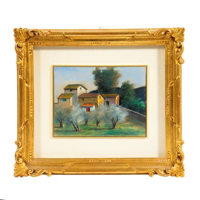 Nino Tirinnanzi, Casolare, olio su cartone