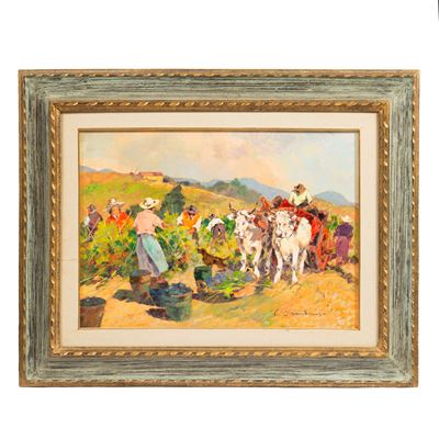 Carlo Domenici, Vendemmia - olio su masonite