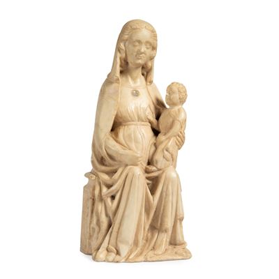 Scuola italiana, Madonna con Bambino in marmo, alt. 48 cm