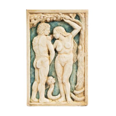 Scuola italiana, Adamo ed Eva, altorilievo in marmo