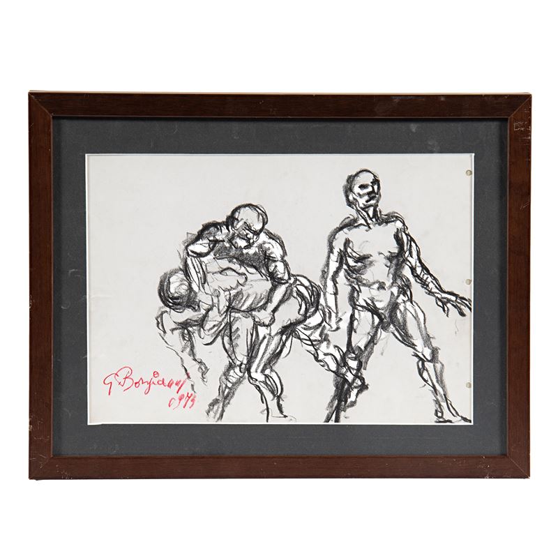 Guido Borgianni, Figure (due disegni a matita e china su carta)