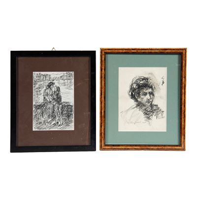 Guido Borgianni, Figure e paesaggi (quattro disegni a matita su carta)