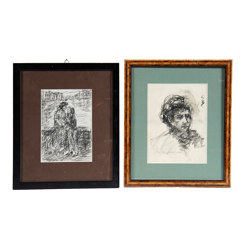 Guido Borgianni, Figure e paesaggi (quattro disegni a matita su carta)