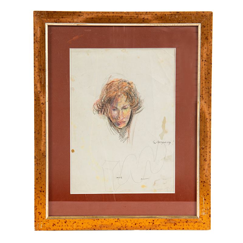 Guido Borgianni, Due figure (Volto) – coppia di disegni a matita e pastello su carta