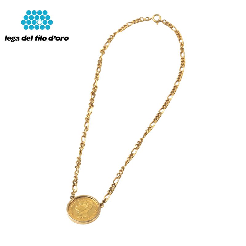 COLLANA IN ORO GIALLO 18KT E MARENGO
