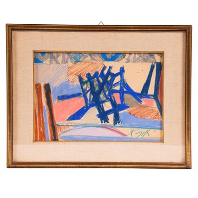 Antonio Vangelli, Studio di paesaggi: «Astratto», «Circo», «Spiaggia», «Porticciolo» (tecnica mis...