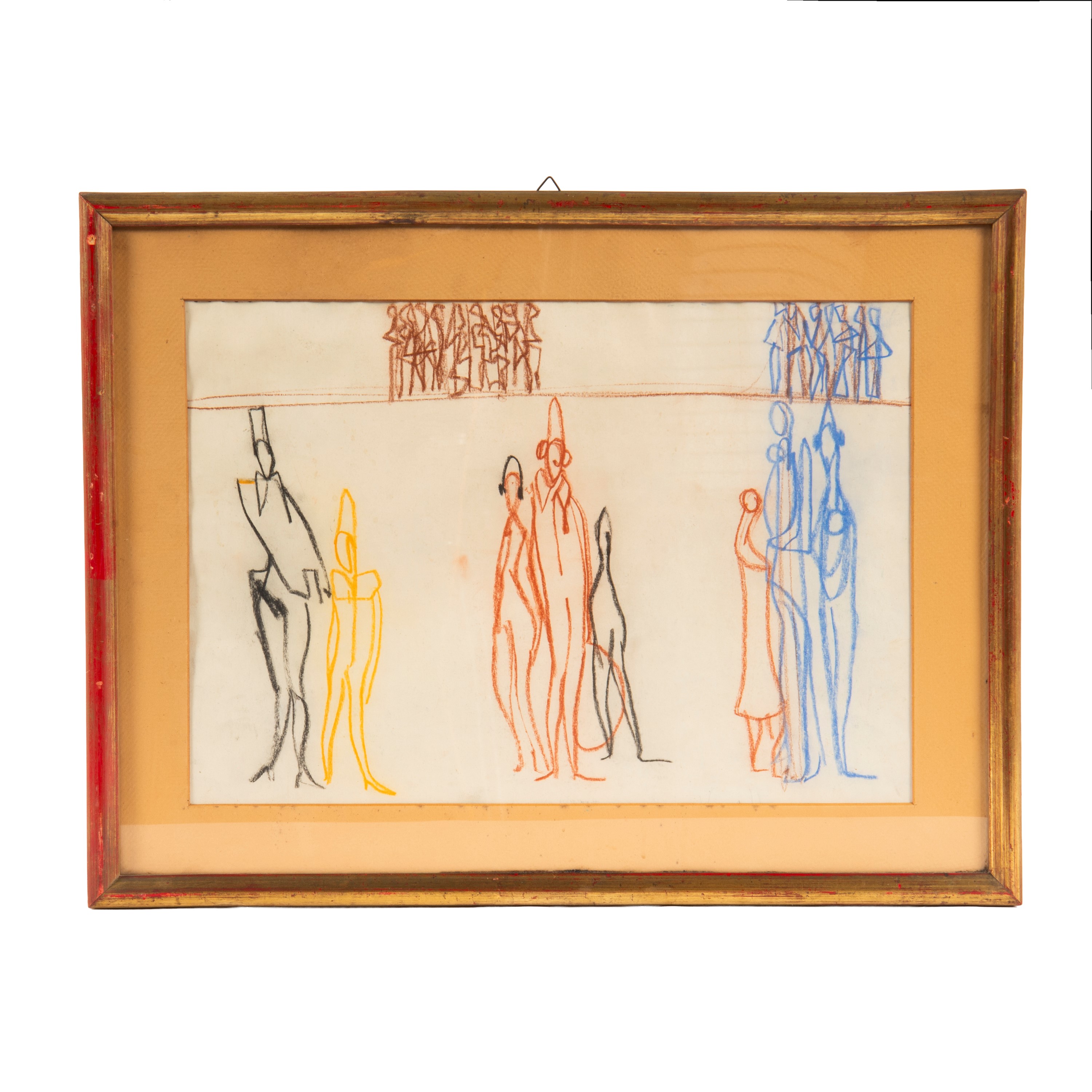 Antonio Vangelli, Figure in un paesaggio, tecnica mista su carta
