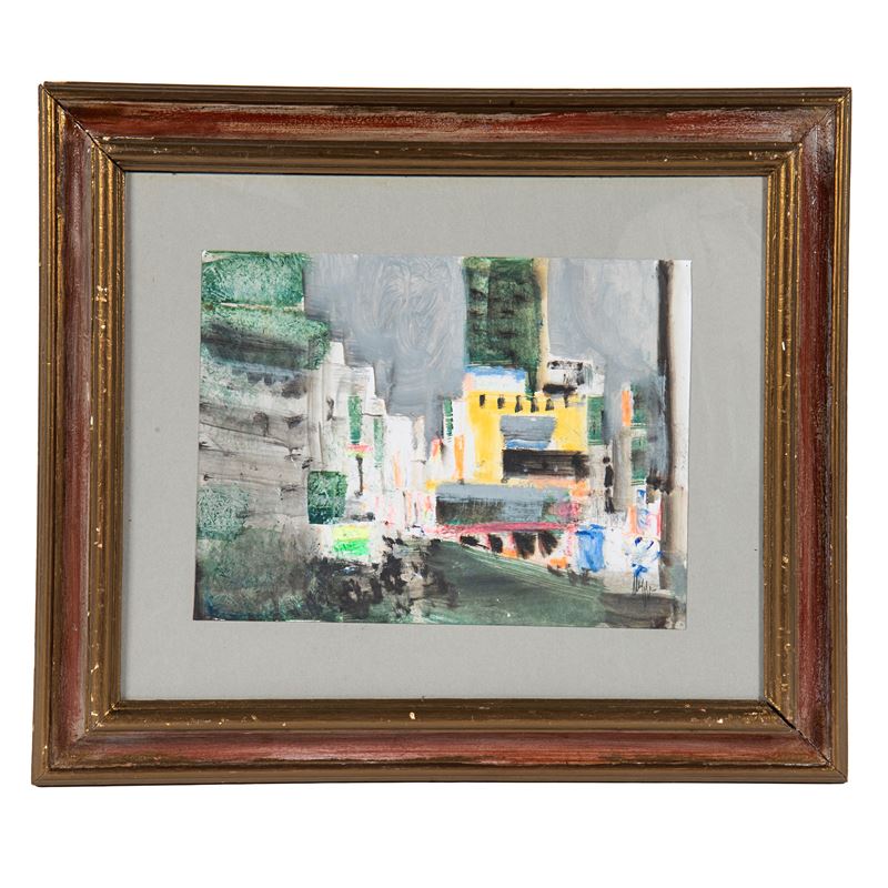 Salvatore Magazzini, Paesaggio, olio su cartoncino pressato