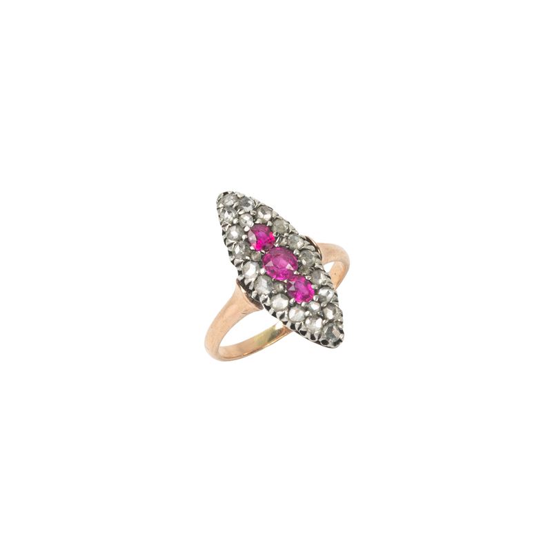 ANELLO IN ORO GIALLO 18KT, ARGENTO, DIAMANTI E PIETRE