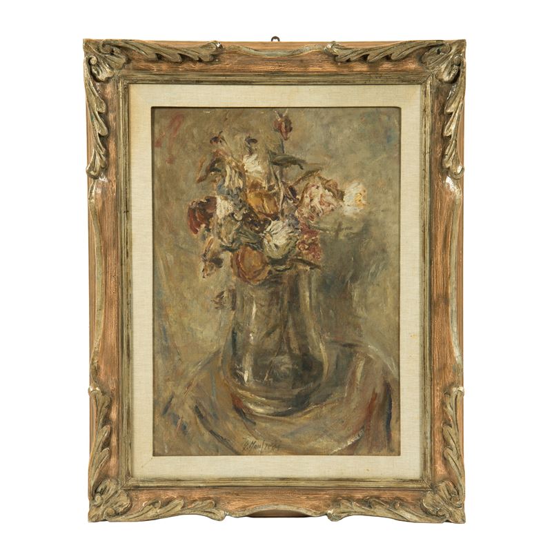 Giuseppe Manfredi, Vaso di fiori, olio su cartone telato