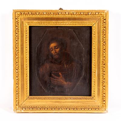 Scuola italiana, San Francesco, olio su tavola ottagonale