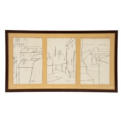 Dino Migliorini, Scorci con case (tre litografie entro unica cornice)