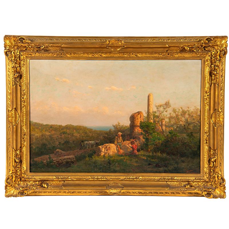 Pietro Senno, Paesaggio con rovine e pastorelli