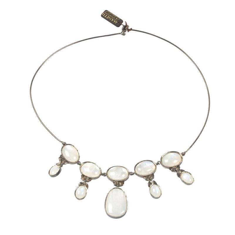 COLLANA GIROCOLLO, RIGIDA IN ARGENTO E PIETRE DI LUNA
