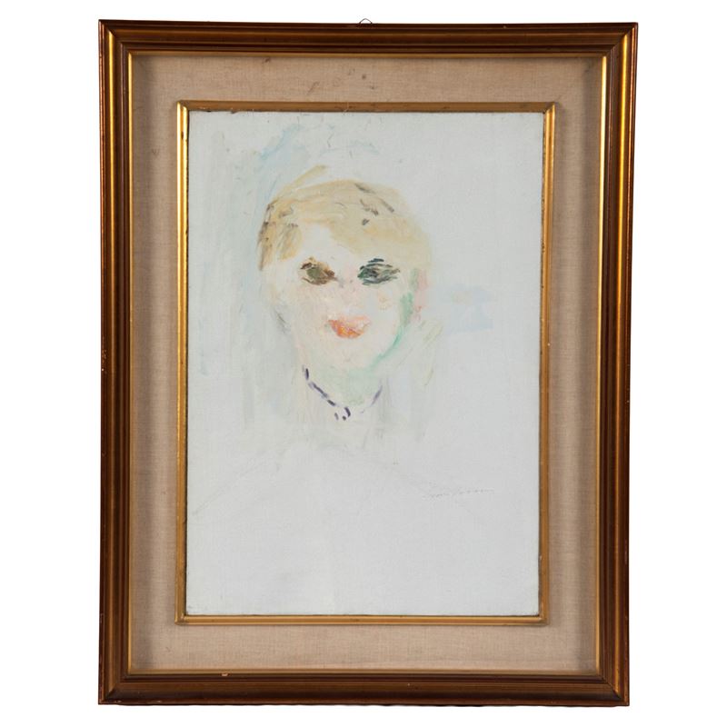 Ernesto Treccani, Volto femminile (tecnica mista su carta)