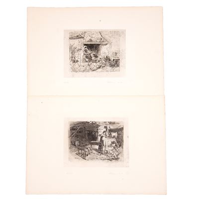 Mosè Bianchi, Interno, incisione su carta (102/160), firmata