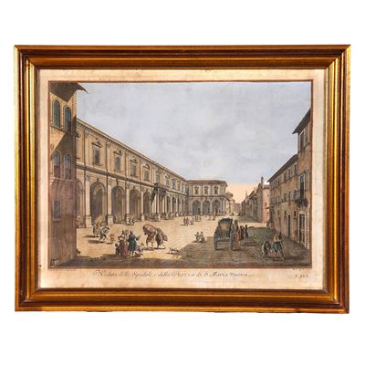 Giuseppe Zocchi, Veduta della Piazza e Chiesa di S. Giovanino e veduta dello Spedale e della Piaz...