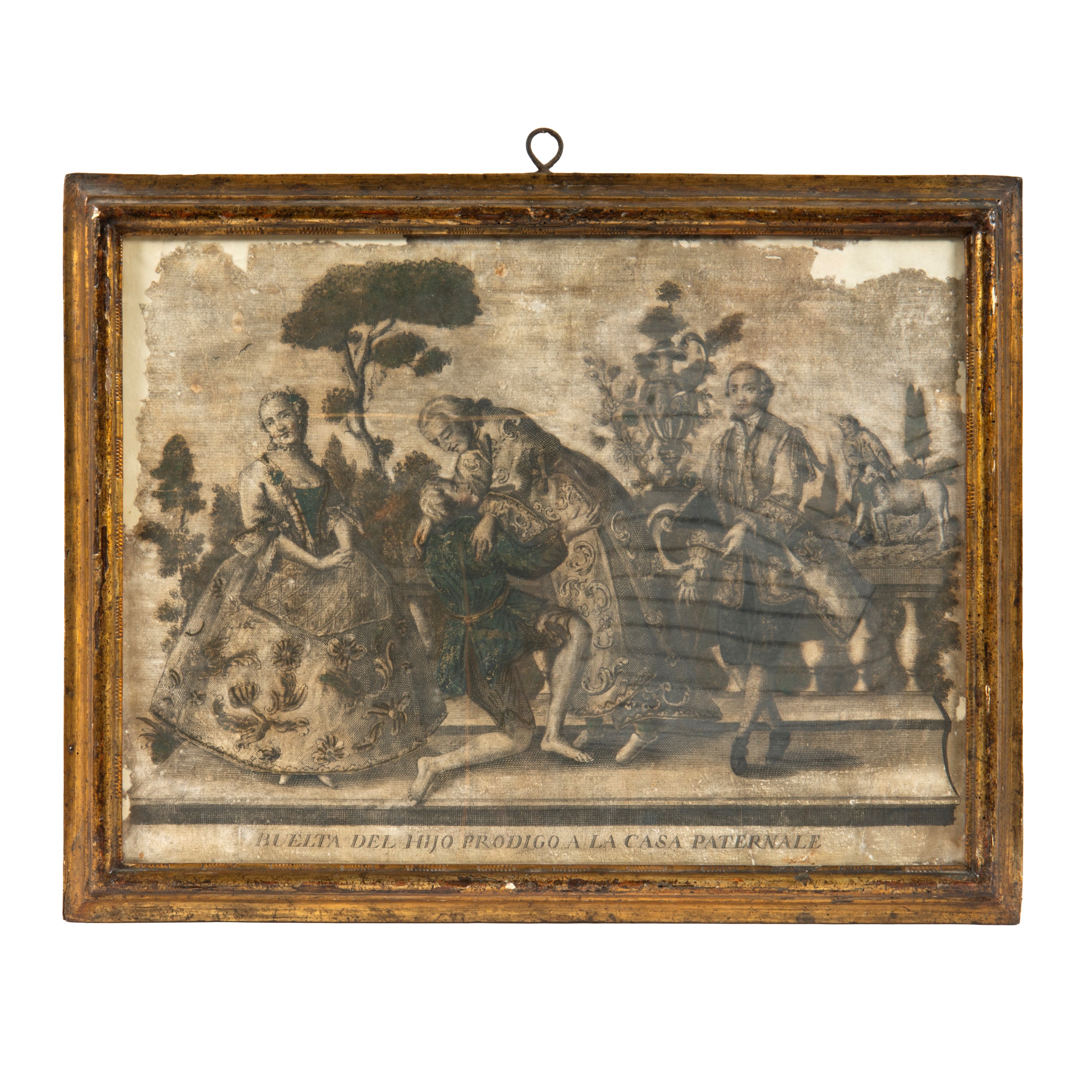 Scuola del XVIII secolo, Scene di famiglia (quattro stampe entro cornici coeve)