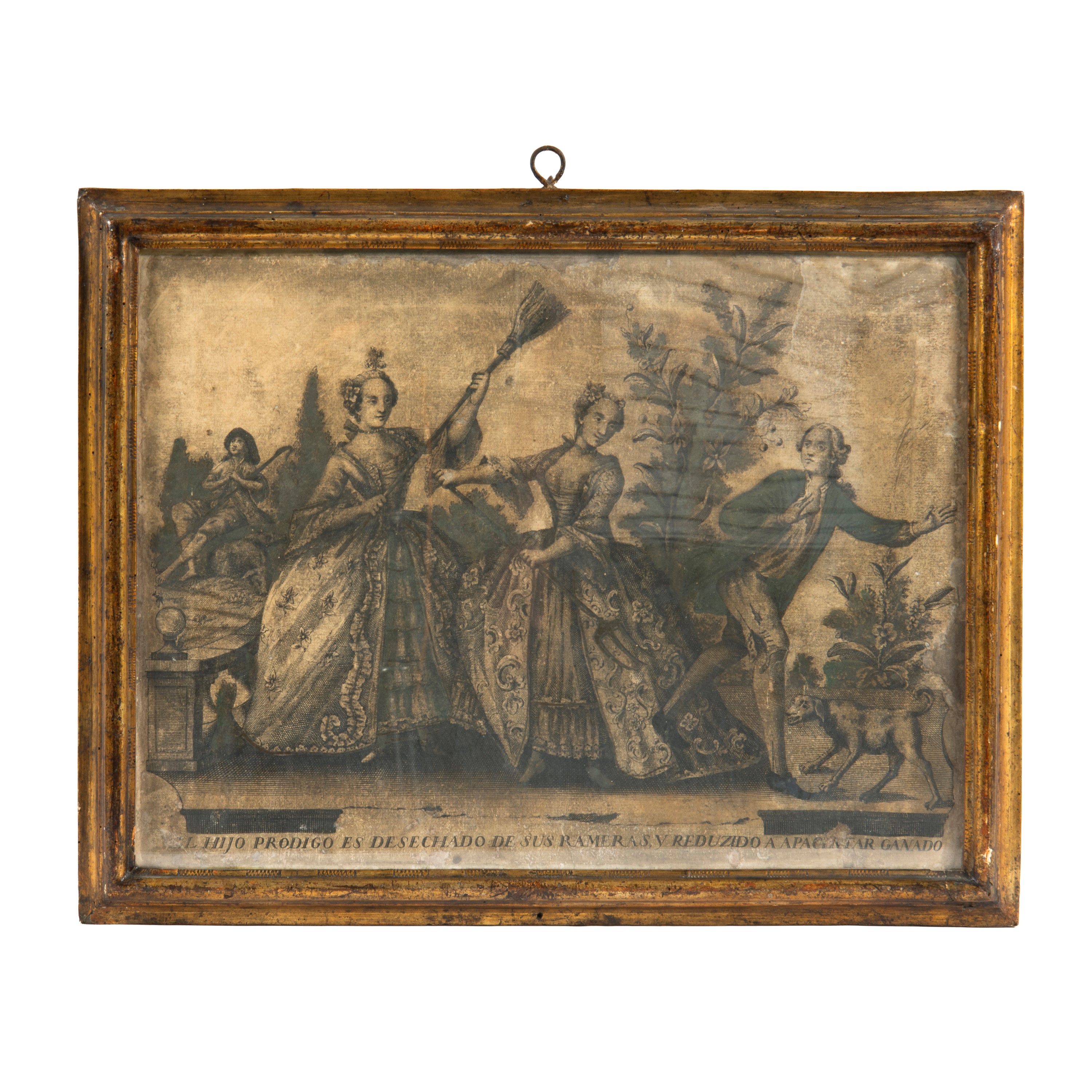 Scuola del XVIII secolo, Scene di famiglia (quattro stampe entro cornici coeve)