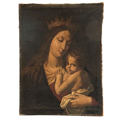Scuola fiamminga del XVII secolo, Madonna con Bambino (olio su tela)