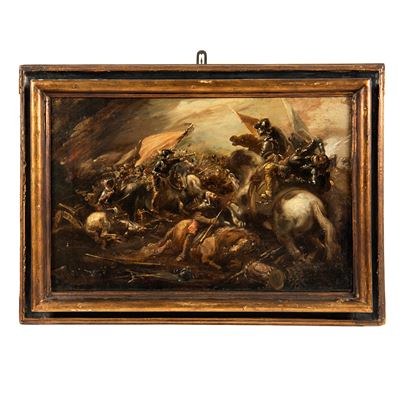 Antonio Calza, Battaglia tra cavalleria e fanteria ottomana, olio su tela