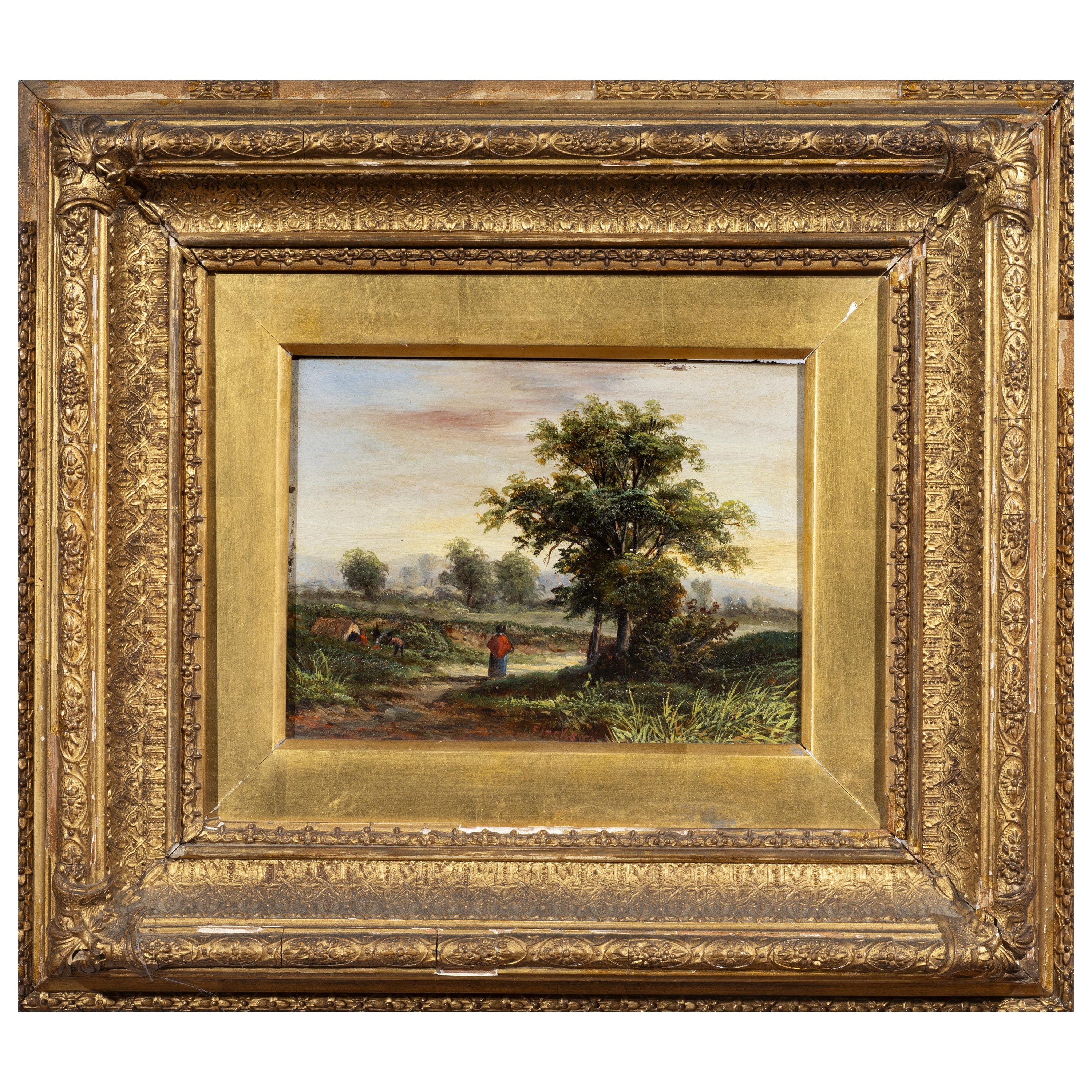 Scuola italiana (inizio XX secolo), Paesaggio fluviale (coppia di dipinti, olio su cartoncino)