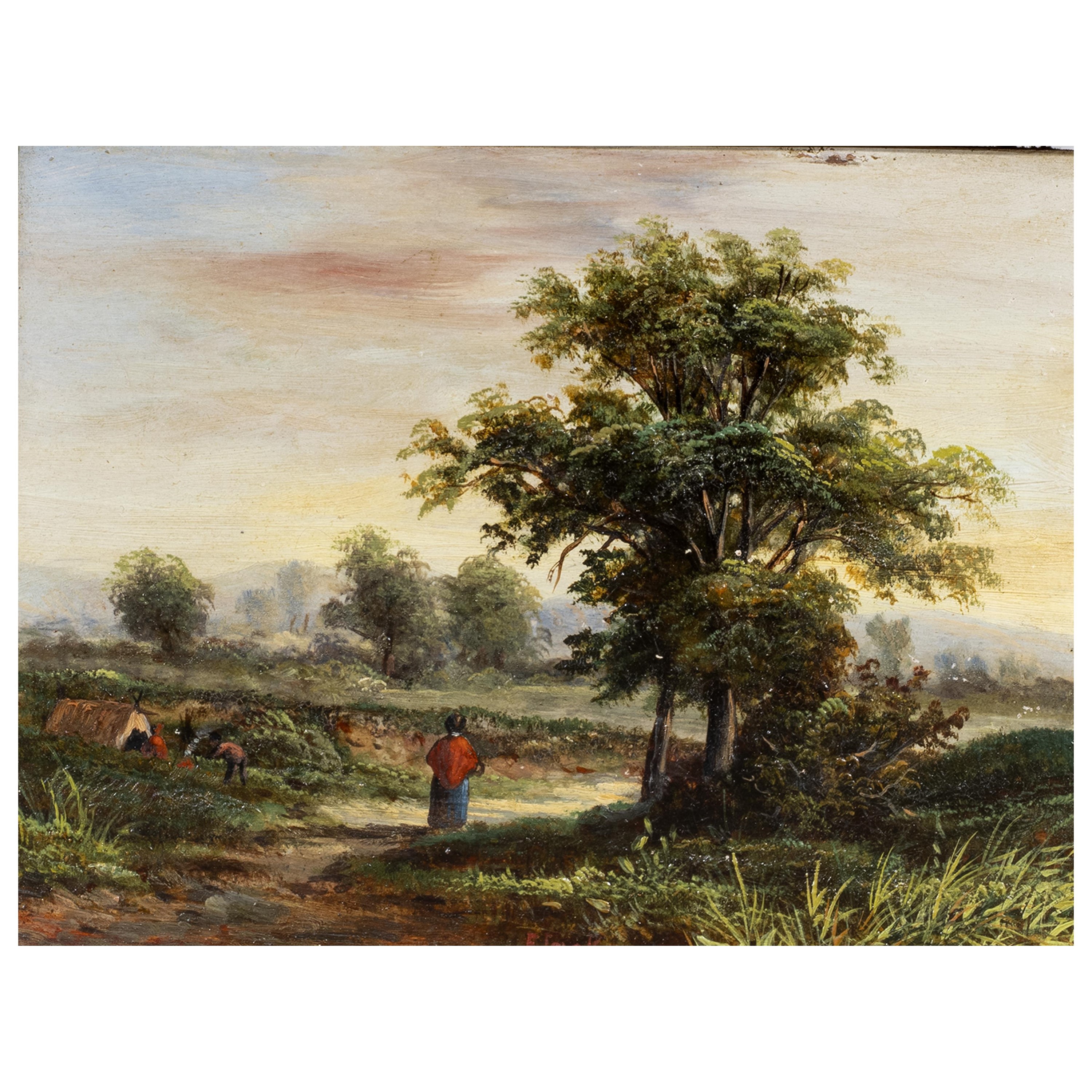 Scuola italiana (inizio XX secolo), Paesaggio fluviale (coppia di dipinti, olio su cartoncino)